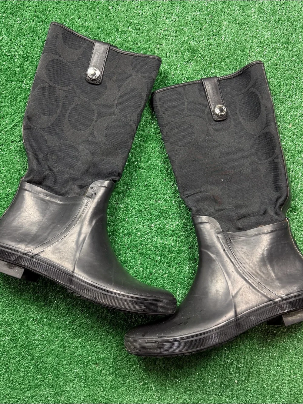 Coach Black Signature Rain Boots